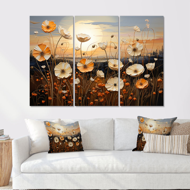 «Beautiful Warm Warm Field IV - Flower», ensemble d'art mural, H 28 po x l 36 po x P 1 po