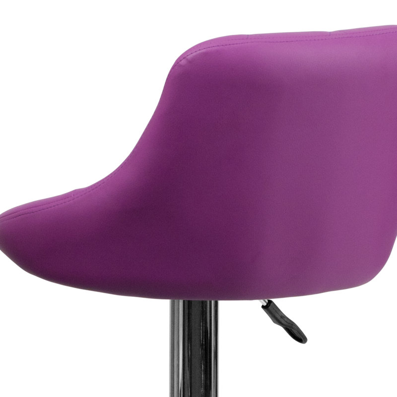 Tabouret de bar à hauteur réglable en vinyle avec siège baquet et dossier à motif de losange Occoquan, Mauve