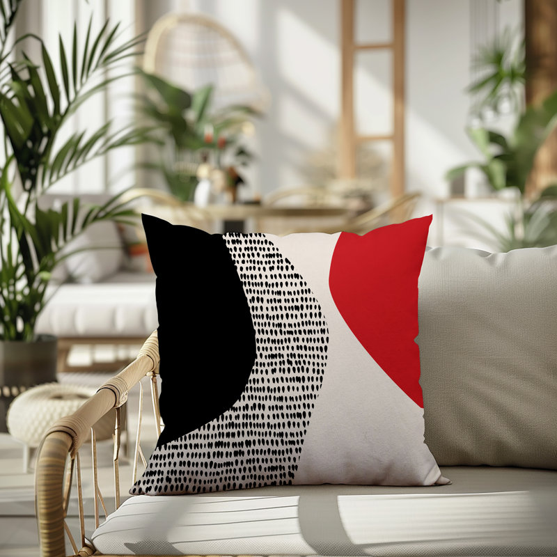 Coussin carré intérieur / extérieur pia, 19"H x 19"W, Rouge / noir / blanc cassé