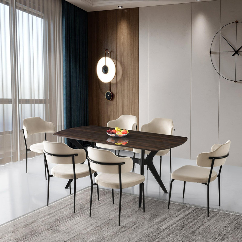 Ferro Beech Dining Table, Brown/Black, 75cm H x 80cm L x 180cm W