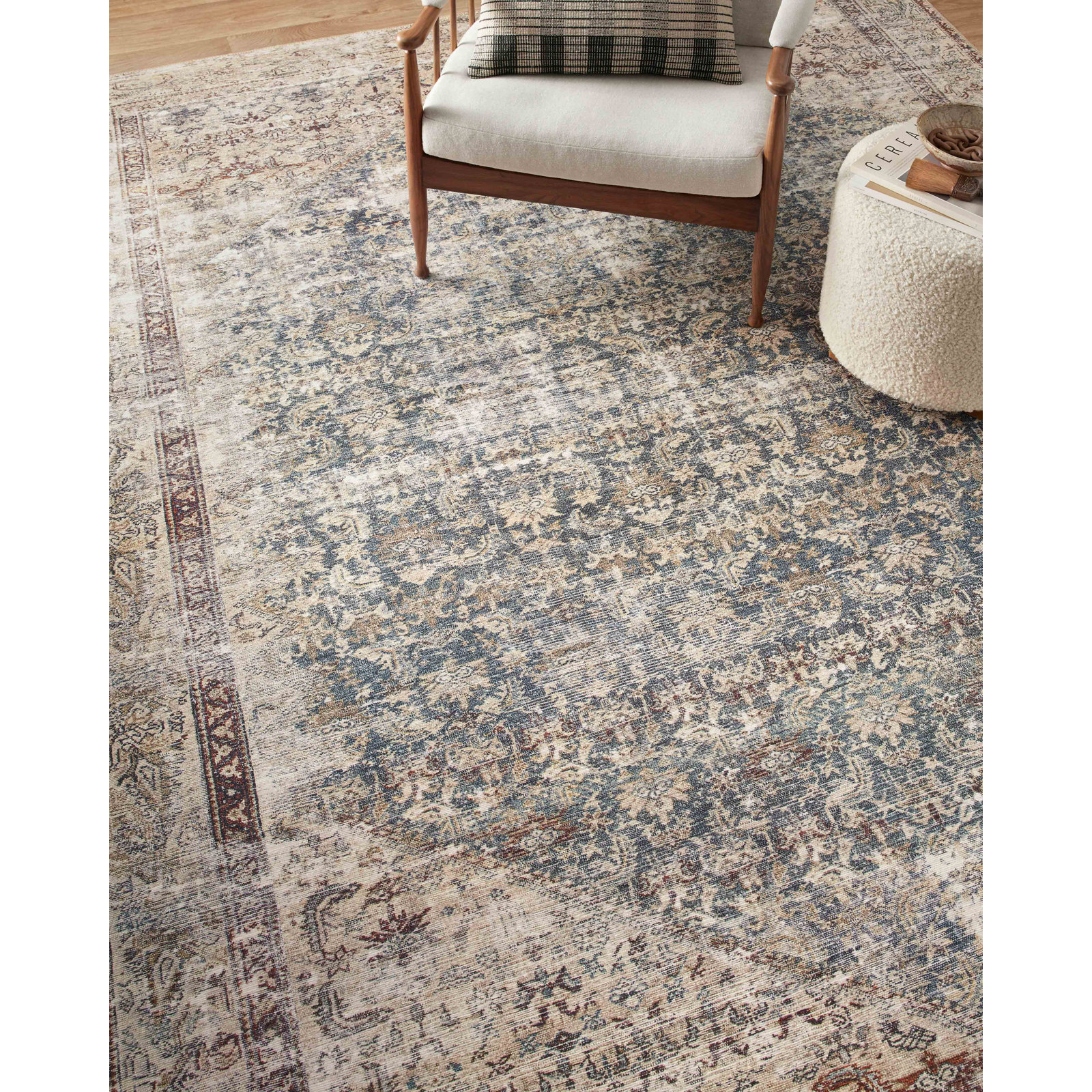 Amber Lewis x Loloi Georgie Teal Antique Rug, Rectangle 5' x 7'6"