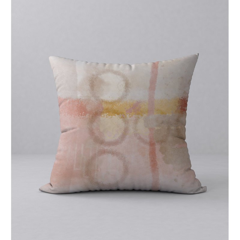 Housse de coussin carré et insert, 24 po x 24 po, Abstrait blanc / rose