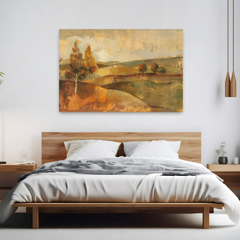 Paysage d'automne contemporain abstrait d'automne, H 40 po x l 60 po