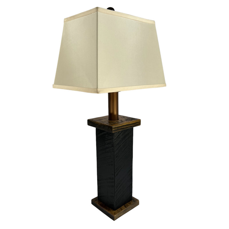 Broedy Rustic Timber Battery Powered Table Lamp, Black