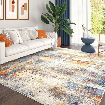 Tapis à motif abstrait contemporain Aikens, multicolore