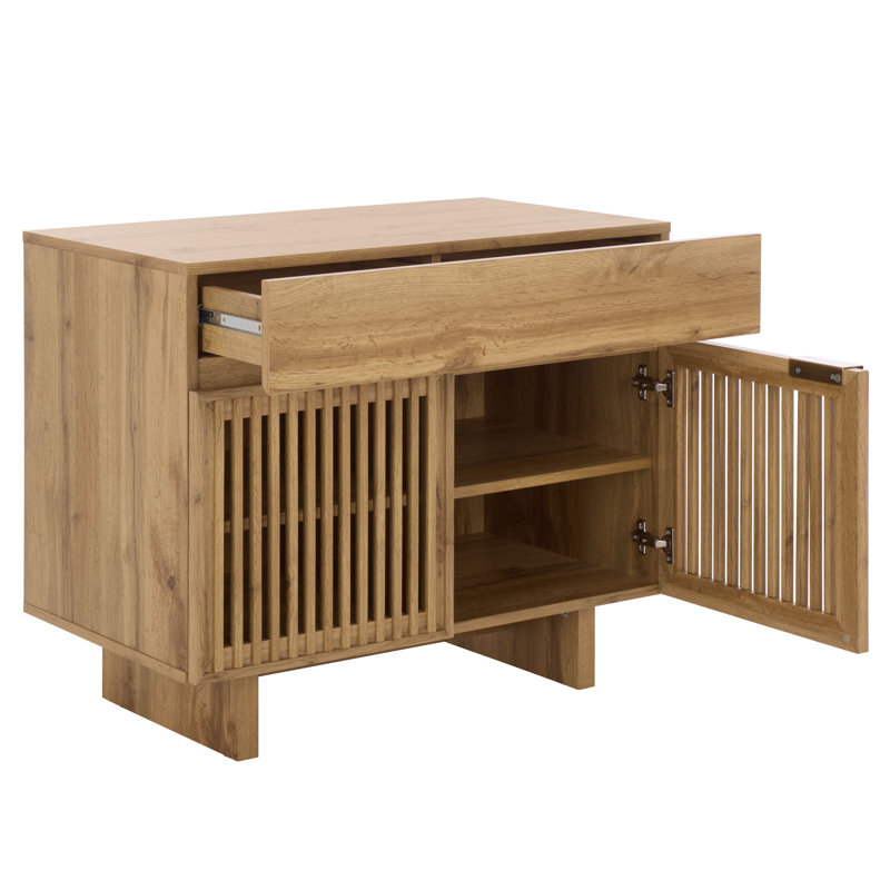 Quaid 1 Drawer 2 Door Nightstand, Oak