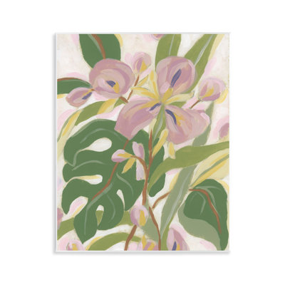 Monstera & Pink Flower Wall Plaque Art by June Erica Vess