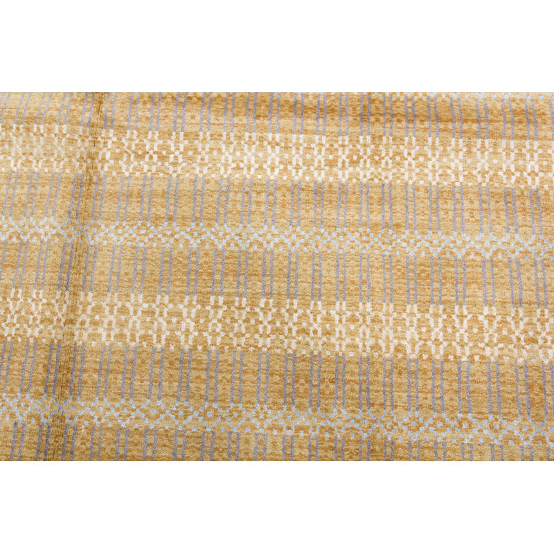 Tapis orange / gris / beige tissé à la main Euharlee, Rectangle 8 pi x 10 pi