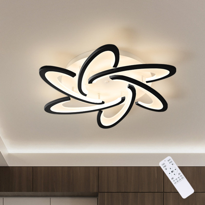 Modern 6-Light 64cm LED Flush Mount, Black