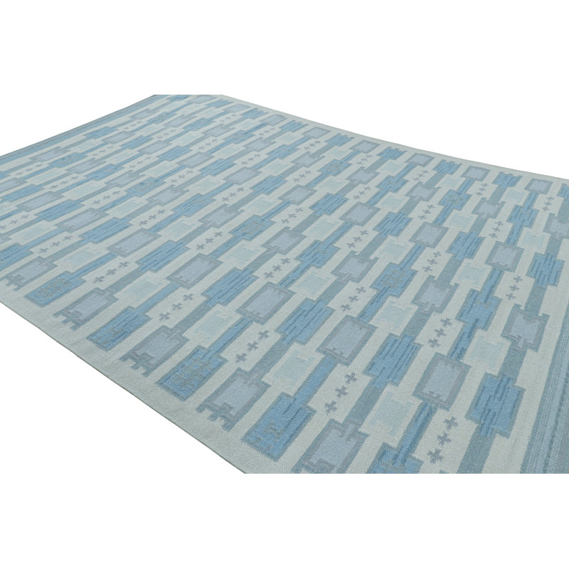 Rug & Kilim’S Scandinavian Style Rug With Blue Geometric Patterns