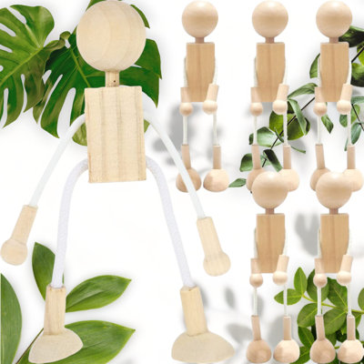 6pcs Unfinished Wooden Peg Dolls for Crafts and Decoration