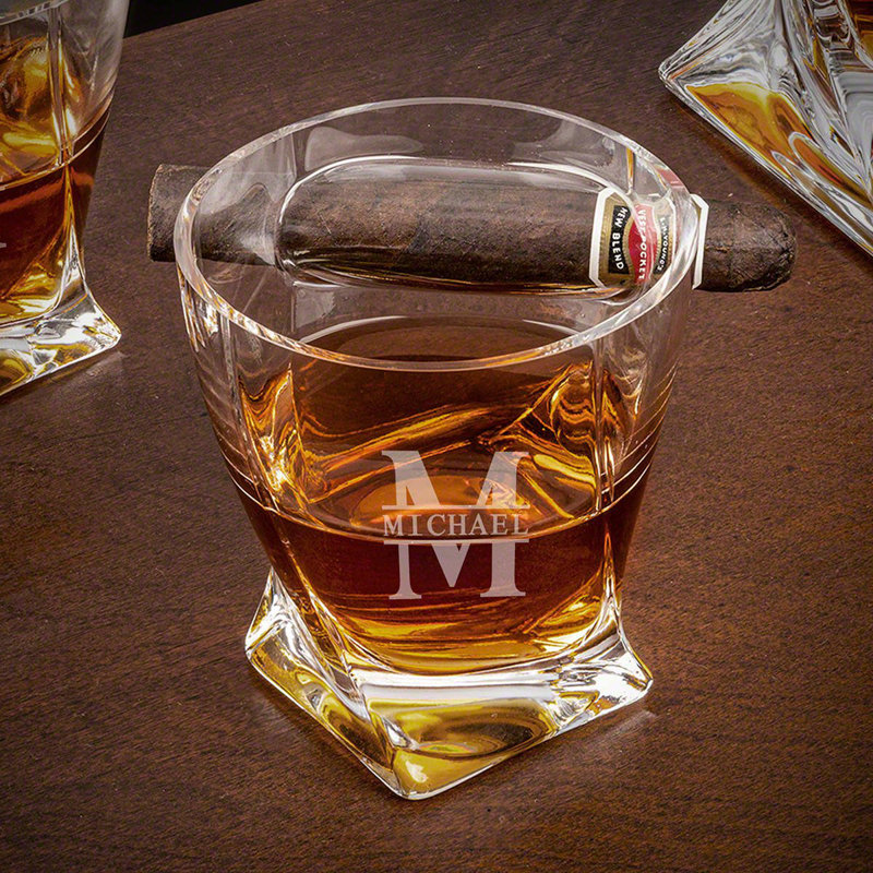 Verre à whisky et porte-cigares personnalisé Twist, Oui