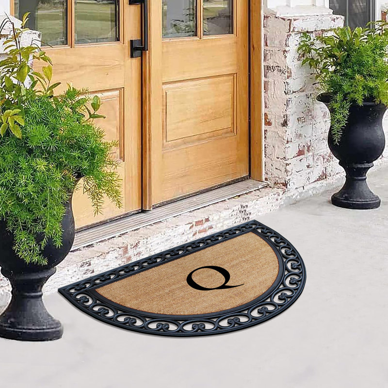Vanslyke Non-Slip Doormat for Outdoor Entrance Front Door Mat 48" x 30" Semicircular, Q
