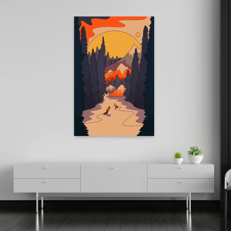 Art contemporain contemporain, paysage forestier abstrait, H 60 po x l 40 po
