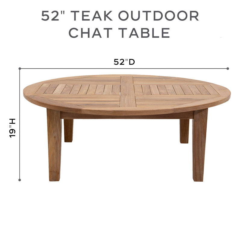 Jainiya Outdoor Round Teak Chat Table