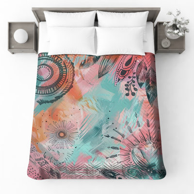 Couvre-lit matelassé à motifs floraux abstraits toutes tailles