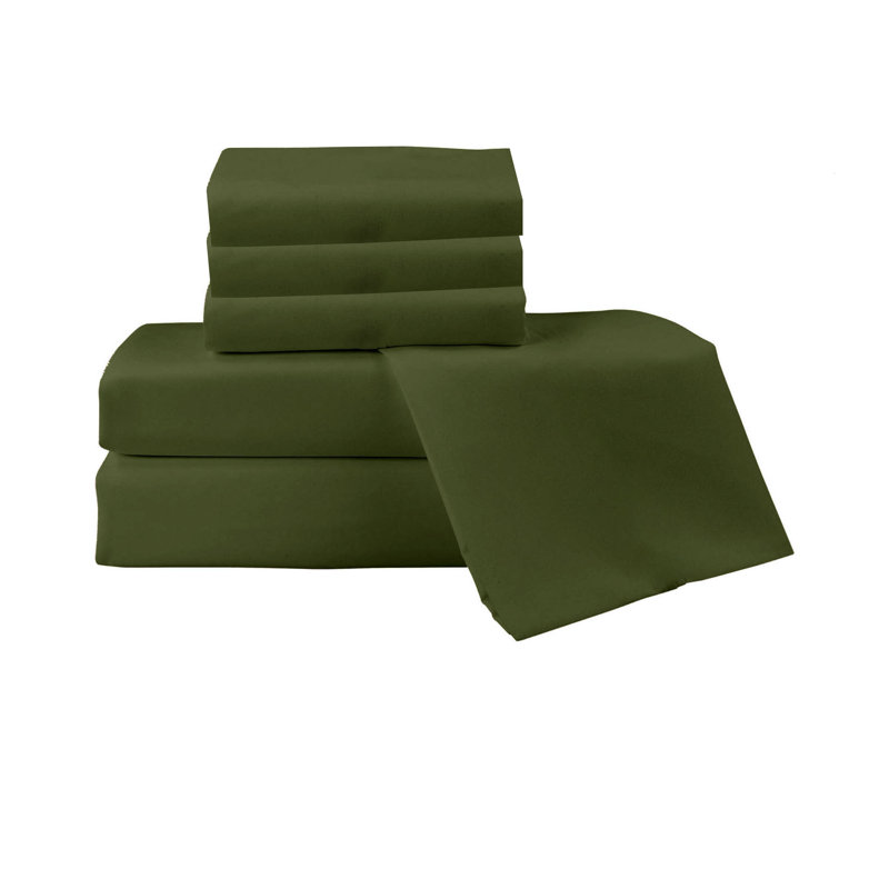Ensemble de draps en rayonne 6 pièces Jaree, Très grand, Sauge