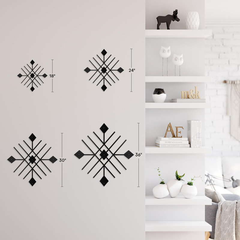 Décoration murale en métal, Noir, H 36 po x l 36 po x P 0,05 po