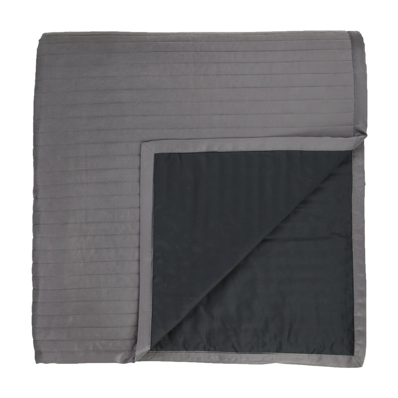 Charmeuse Channel Quilt Coverlet, King Coverlet, Charcoal