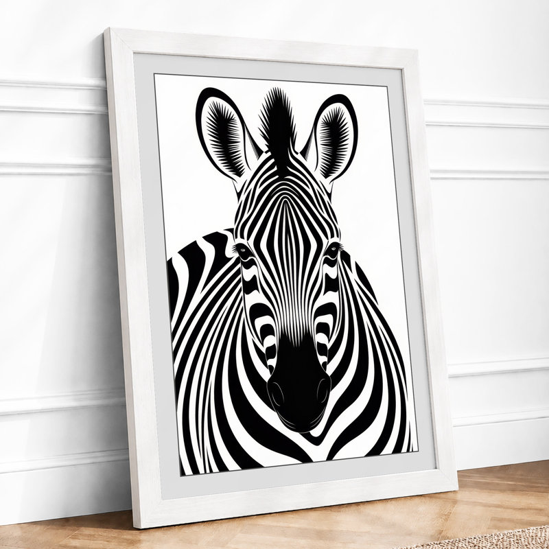Zebra Face Graphic - Print, A4 - 29.7 x 21.0 cm, White