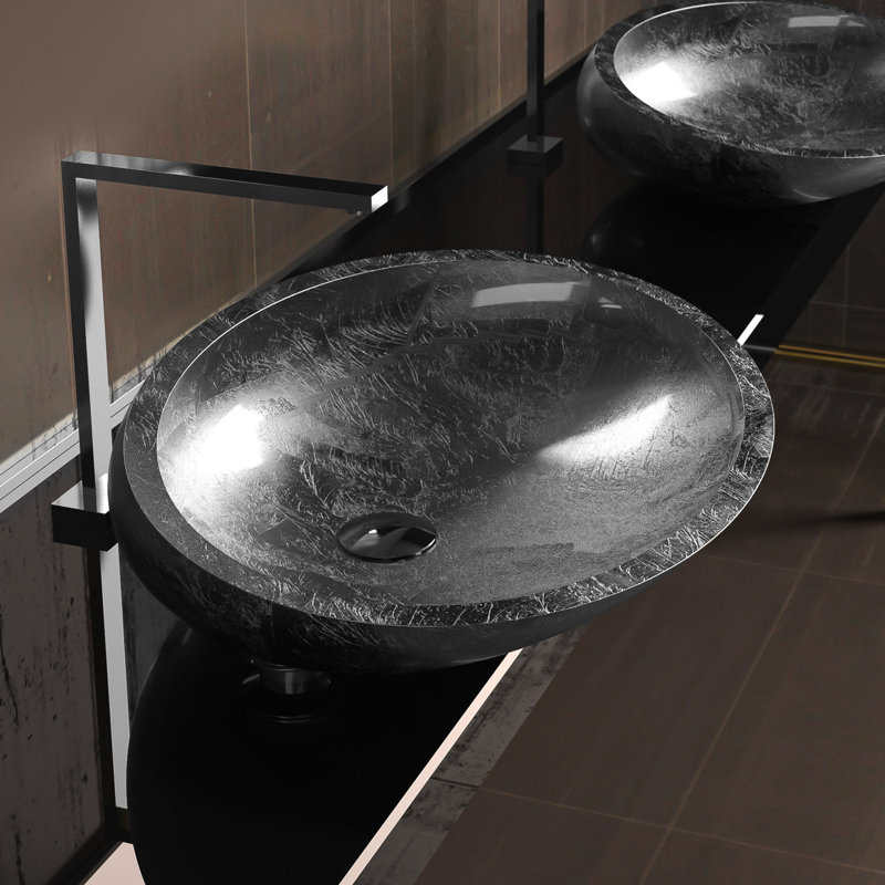 Vetro Freddo 25.6'' L Bathroom Sink, Silver Leaf