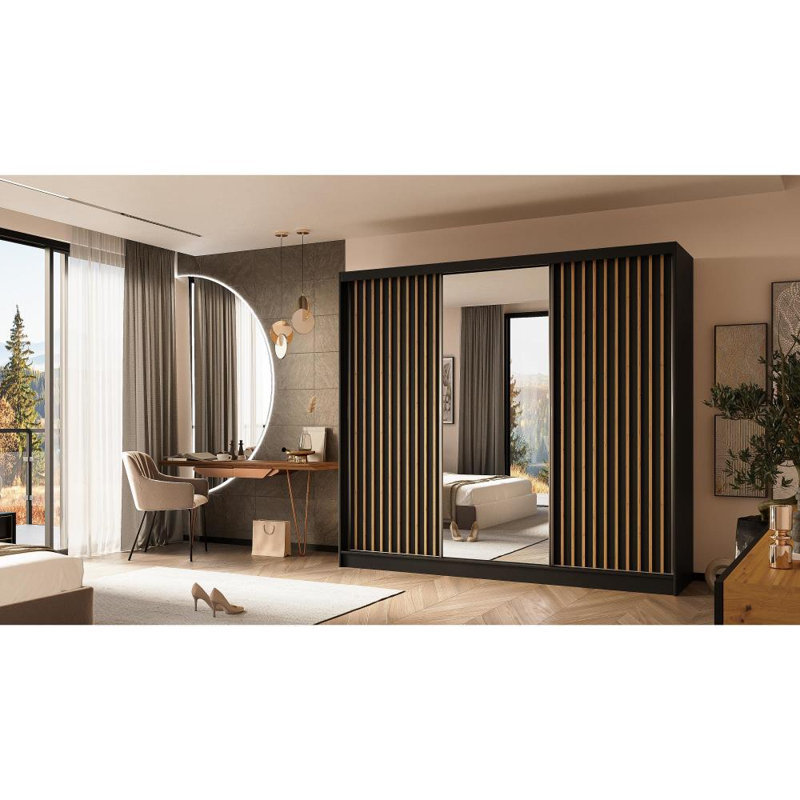Brecklyn 3 Door Sliding Wardrobe, Dark Brown