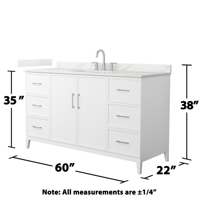 Elan 60'' W Vanity, 8" Center, White, Brushed Nickel
