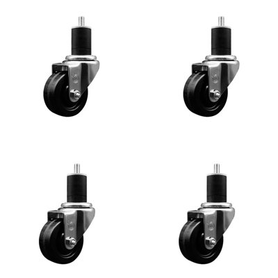 3 Inch SS Phenolic Wheel Swivel 1-3/4 Inch Expanding Stem Caster Set SCC