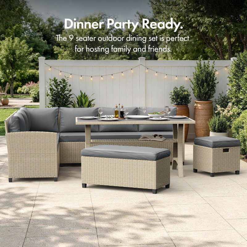 9 Seater Rattan Corner Sofa Set