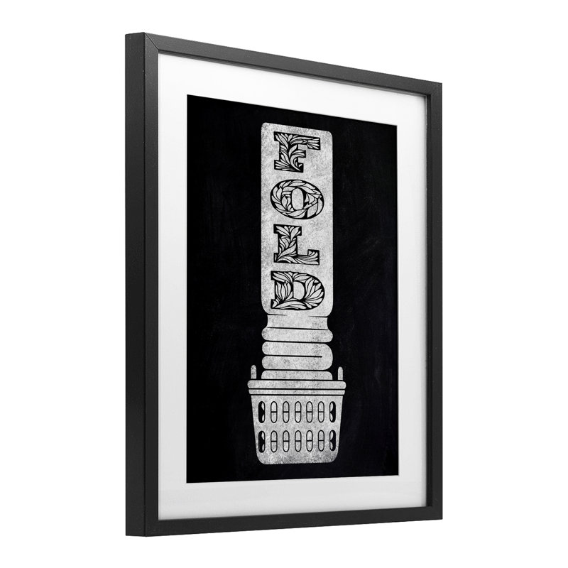 «Laundry Fold Ornate Letters», reproduction encadrée sous verre, conception de Marcus Prime, Cadre noir minuit