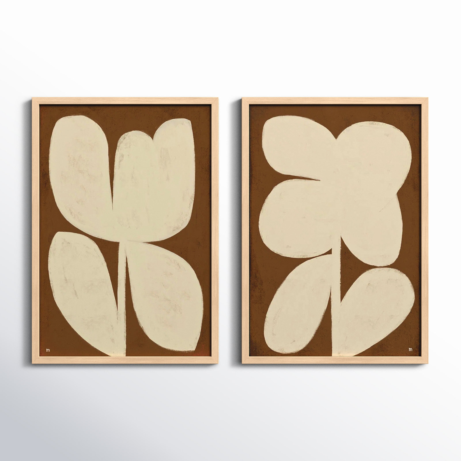 Flower Set Of 2 by StudioM, Maple Framed, 38" H x 26.5" W x 1.25" D