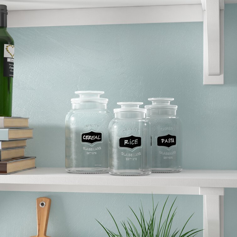 3pcs/set Glass Jars With Airtight Lid And Chalkboard Label, Glass