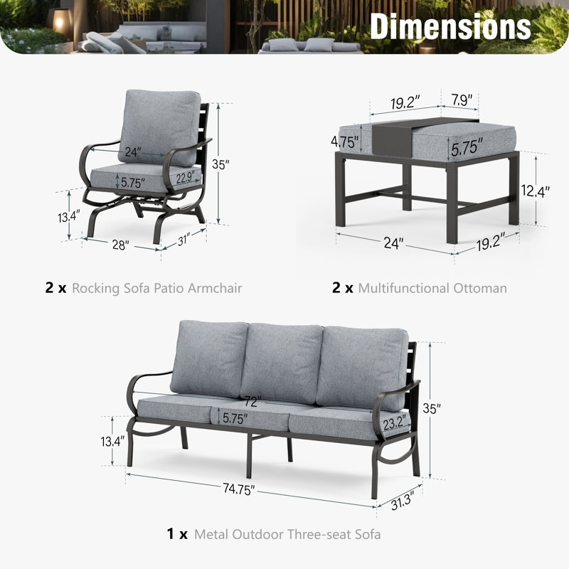 Tapasi Patio Conversation Set, Gray, No