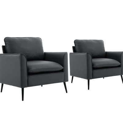 Gray Leather Upholstered 2pc, Breathable And , Soft Cushions, Partially Assembled For Office, Bedroom Balcony 2 - Seat Faux Leather, Comfortable Sitting, Fits Balcony, Office