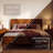 Bifrost 100% Solid Acacia Wood Platform Bed With Tall Headboard And Footboard, Mid-Century Art Deco Design, No Box Spring Needed, Sturdy Slat Support, Scratch & Water-Resistant-2023548151-2023548153