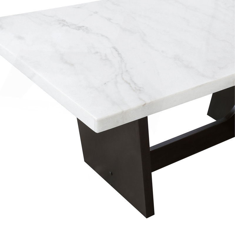 Maroney Rustic Espresso Marble Top Dining Table