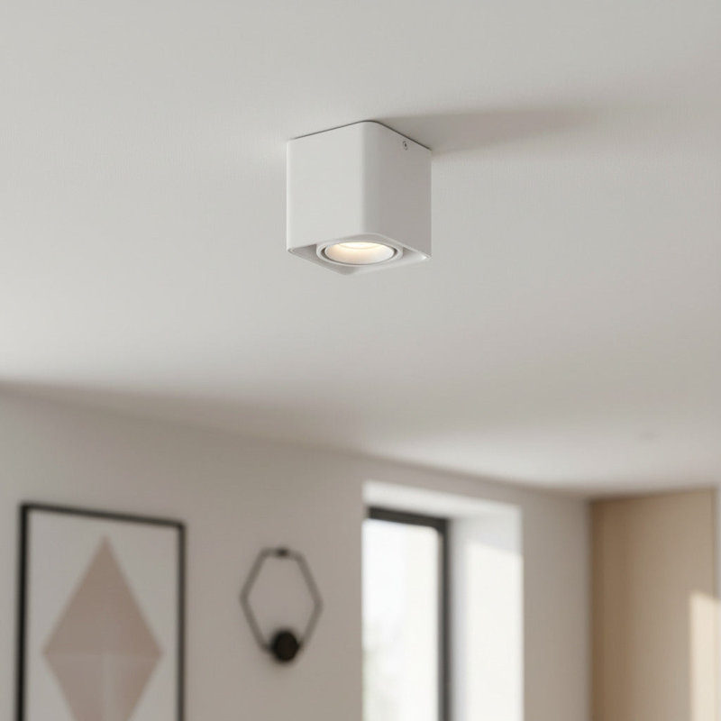 Flush Mount, 10cm H x 10cm W x 10cm D, White