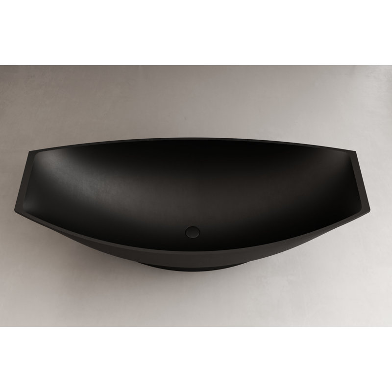 70.75'' x 31.5'' Soaking Solid Surface Bathtub, Black