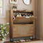 Armoire de rangement à chaussures en rotin avec 2 tiroirs rabattables