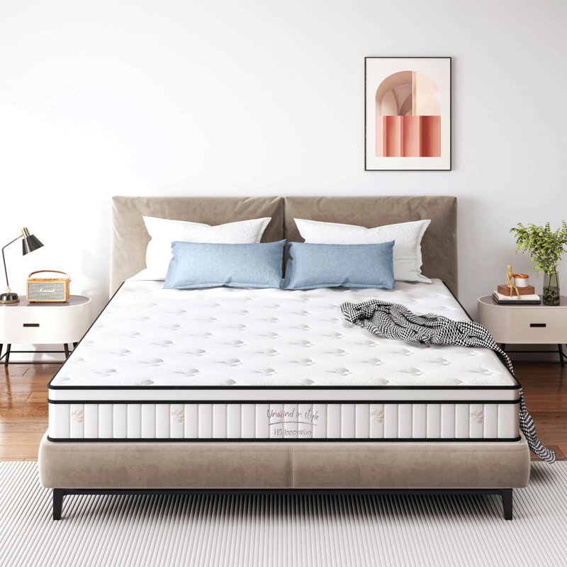 Matelas, matelas hybride, ressorts ensachés individuellement, fermeté moyenne, 10", Lit simple