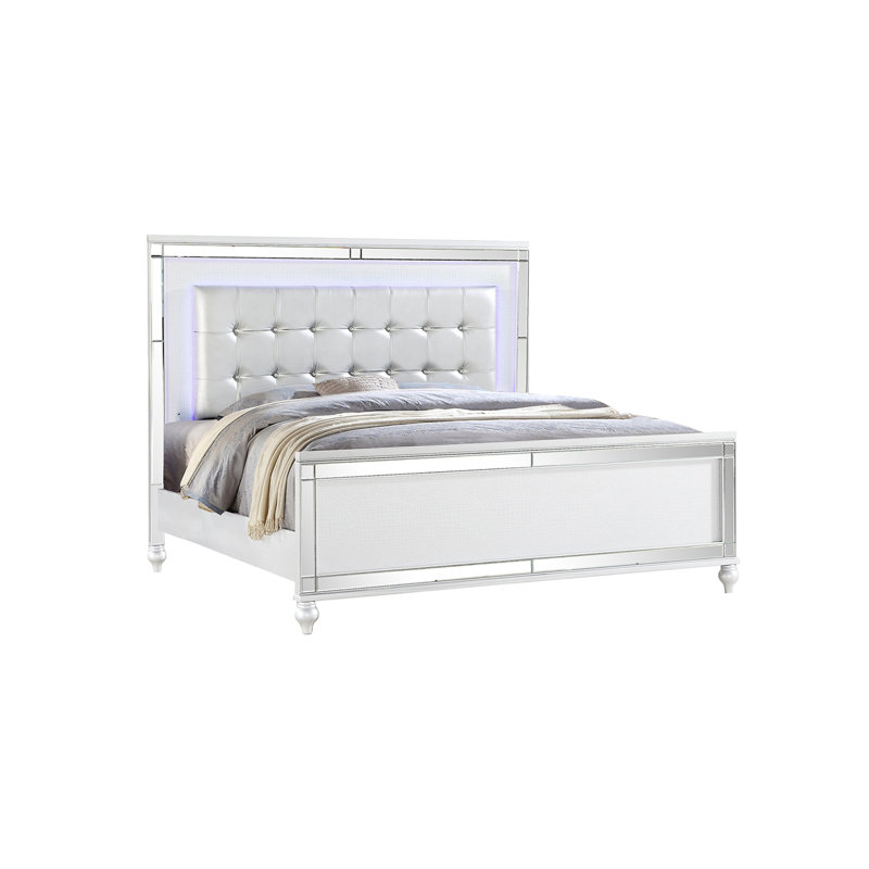 Moaad Queen 2PC Bedroom Set White, Queen, White, 2 Pieces: Bed, Nightstand
