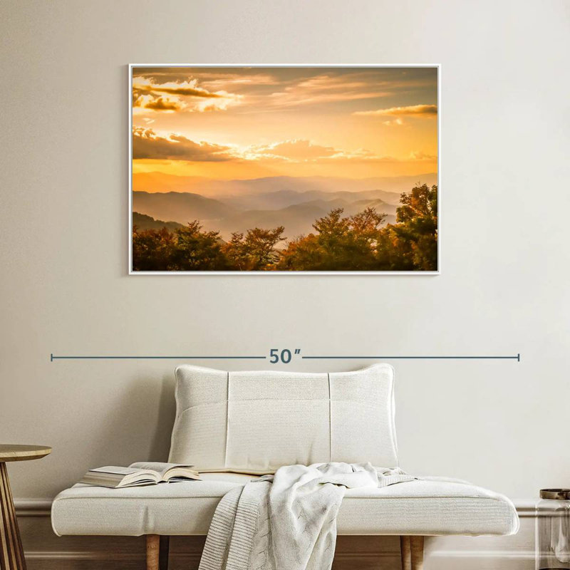 Blue Ridge au lever du soleil, Cadre flottant blanc, 40 po x 27 po