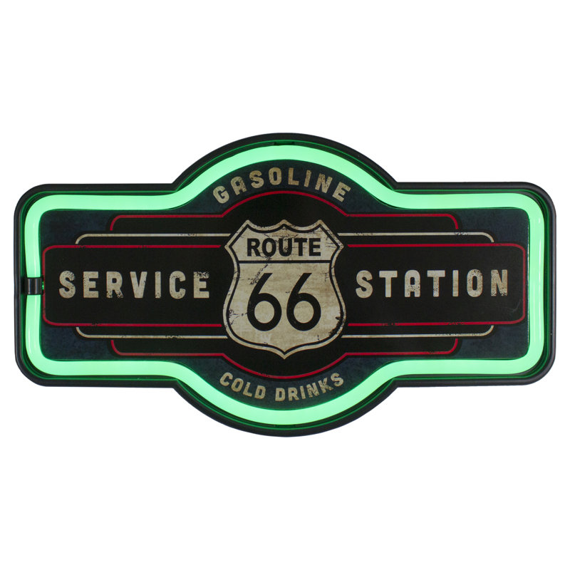 Enseigne murale lumineuse de style néon à DEL «Route 66 Service Station»