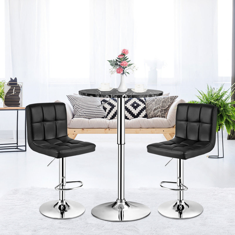 Round Metal Base Dining Table, Black