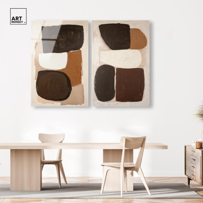 Asymmetrical Balance Set Acrylic Print Abstract Boho Art Set by Art Remedy, Ready to Hang, 36 x 54
