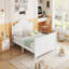 Lit double pour enfants, lit plateforme double en bois avec tête et pied de lit, blanc, conception à profil bas pour plus de sécurité et de style-1211793524-1211793527