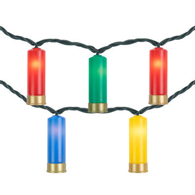 10ct Multi-Color Shotgun Shell Novelty Christmas Light Set Clear Lights