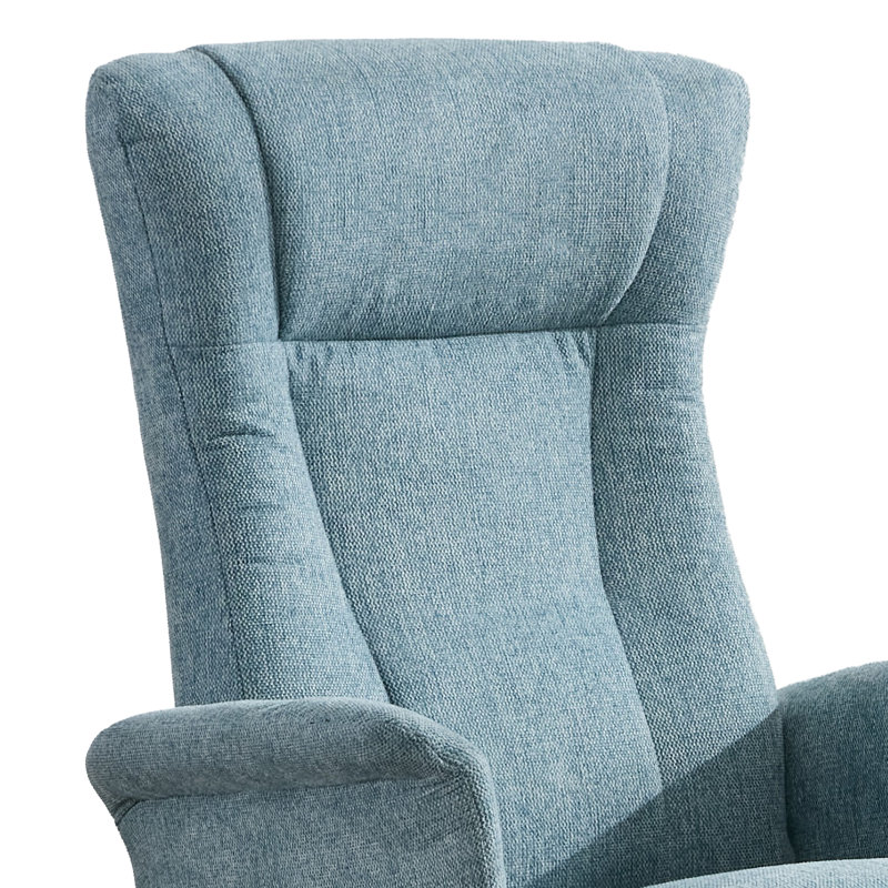 Morganti TV Chair with Stool, Blue Polyester Blend
