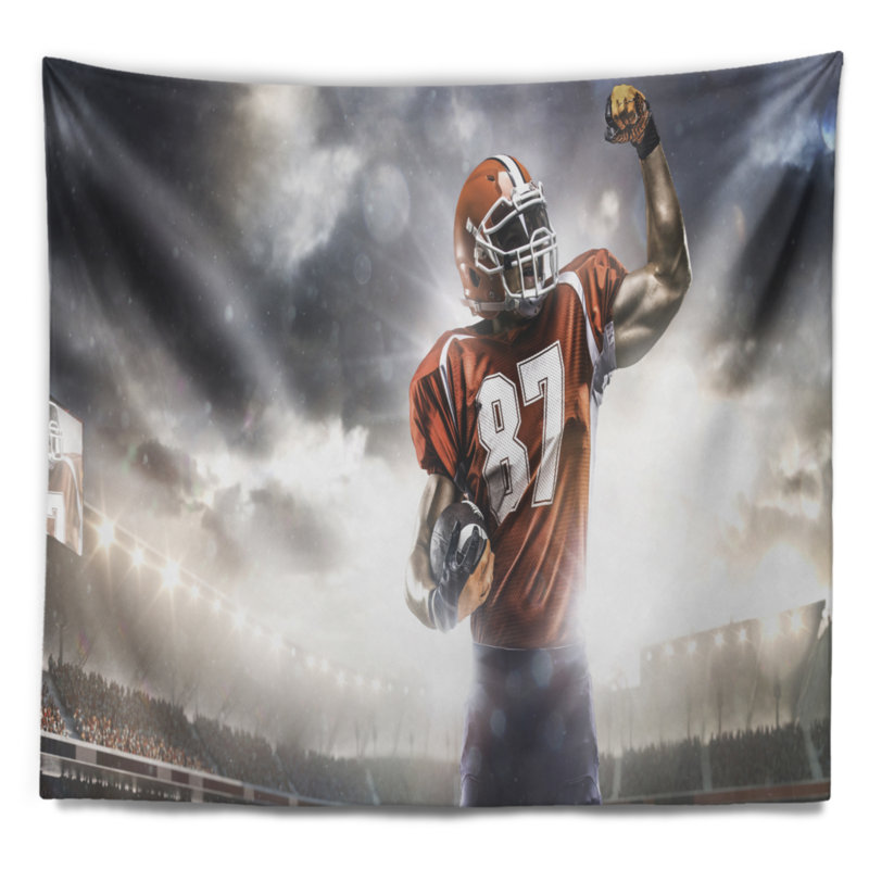 Footballeur américain sur stadium tapestry Sport, H 32 po x l 39 po