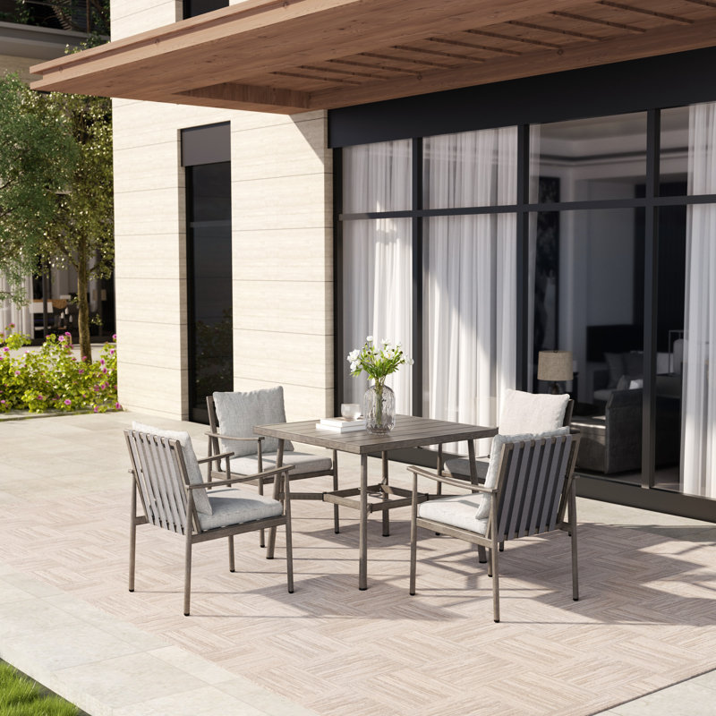 Ensemble repas d'extérieur rectangulaire L 35,4 po pour 5 personnes Mariène, Gris, Beige